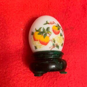 Vintage Avon Pedestal Egg Peach Orchard Empty Perfume Decanter